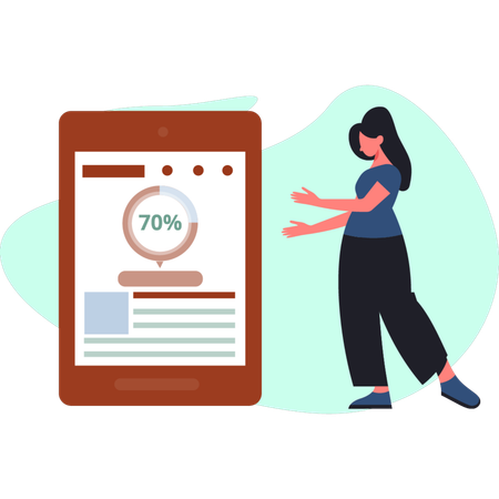 La femme vérifie son score de crédit sur son mobile  Illustration