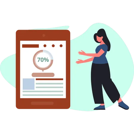 La femme vérifie son score de crédit sur son mobile  Illustration