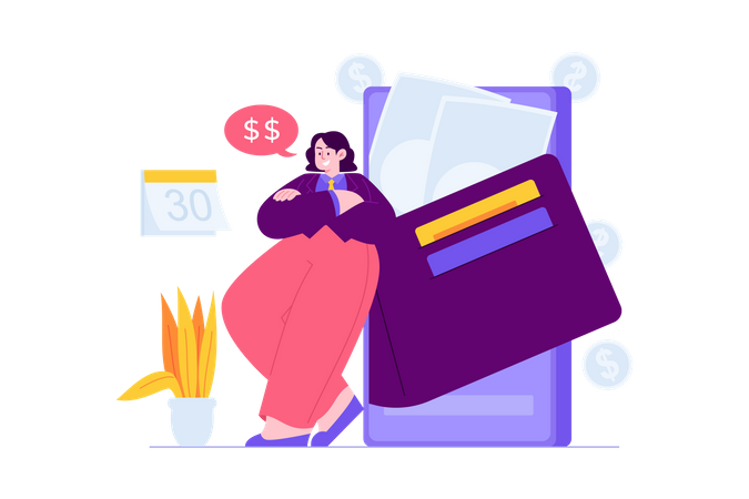 La fille a reçu un salaire  Illustration