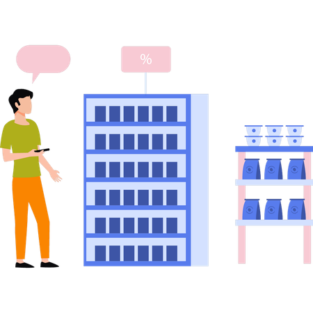 La fille achète des produits au supermarché  Illustration