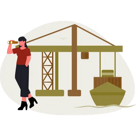 La fille cherche un service de livraison  Illustration