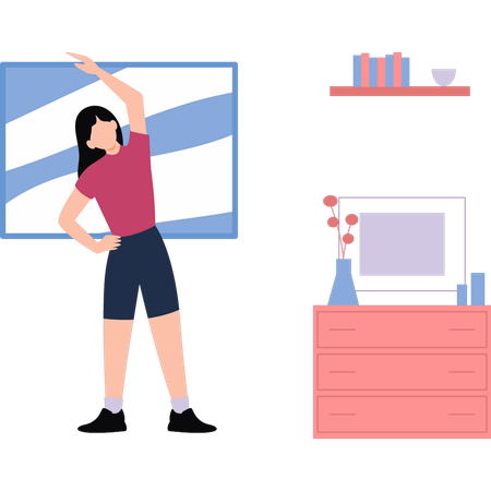 La fille de forme physique étire le corps  Illustration