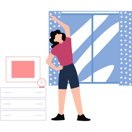 La fille de forme physique étire son corps  Illustration