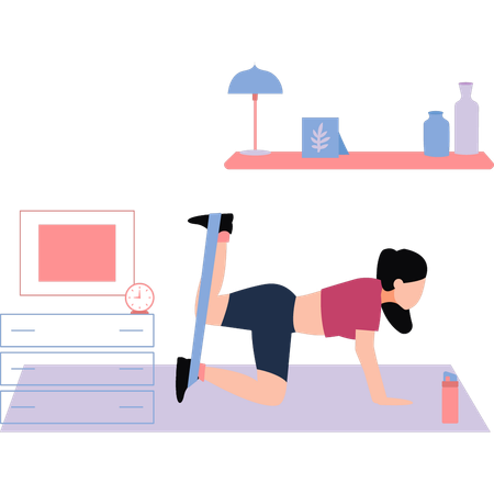 La fille de forme physique exerce avec le groupe  Illustration