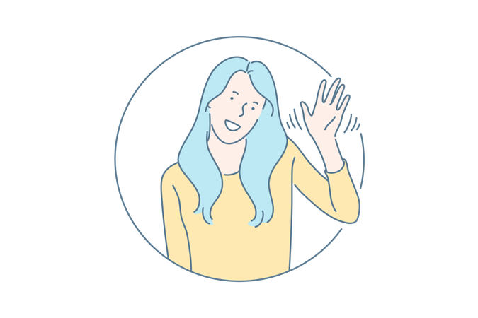 La fille dit bonjour  Illustration