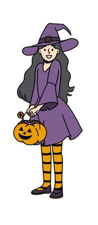 La fille est prête pour la fête d'Halloween  Illustration