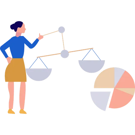 La fille explique le diagramme circulaire  Illustration