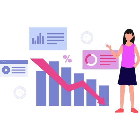 La fille explique le développement de différents graphiques  Illustration