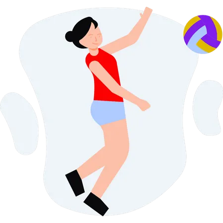 La fille joue au volley-ball  Illustration
