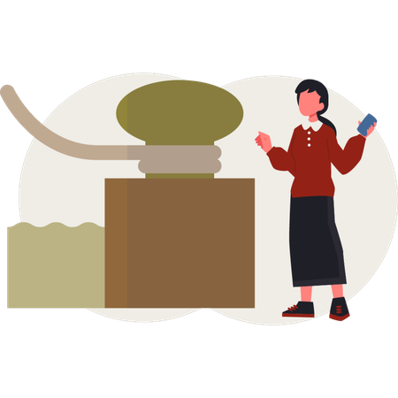 La fille montre l'entrepôt  Illustration