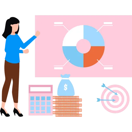 La fille montre un diagramme circulaire  Illustration