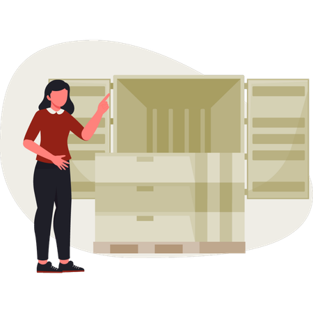 La fille porte des cartons de livraison  Illustration