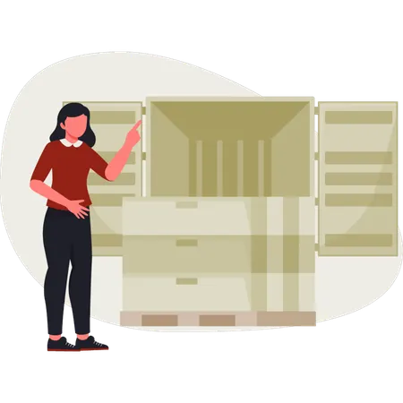 La fille porte des cartons de livraison  Illustration