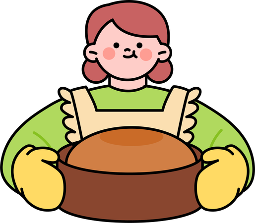 La fille prépare le pain au chocolat  Illustration