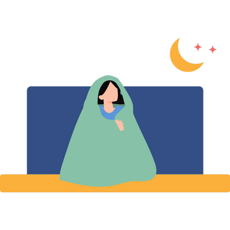 La fille s'est couverte d'une couverture  Illustration