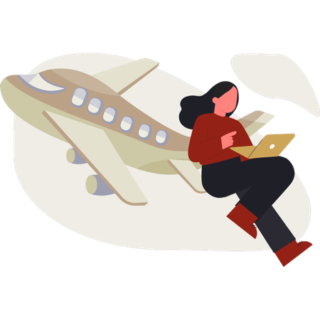 La fille travaille sur la livraison par avion  Illustration