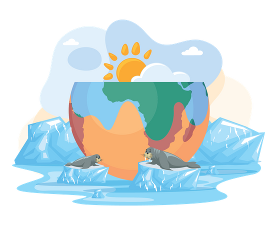 La fonte des glaces à cause du réchauffement climatique  Illustration