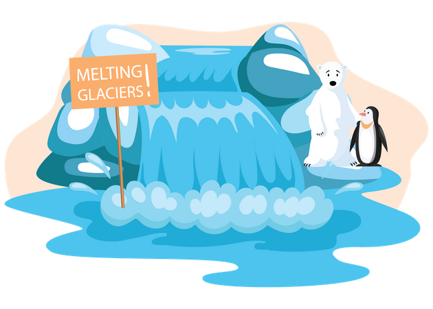 La fonte des glaces à cause du réchauffement climatique  Illustration