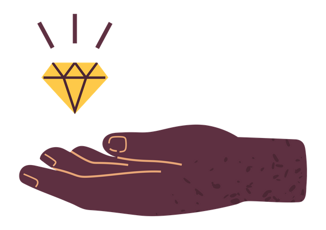 La gemme lévite au-dessus de la main  Illustration