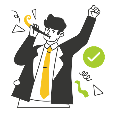 La gente celebra el éxito en la fiesta.  Illustration