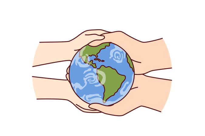 La gente está salvando el planeta tierra.  Ilustración