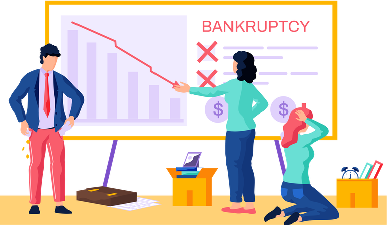 La gente se reúne sobre los problemas económicos de la empresa.  Illustration