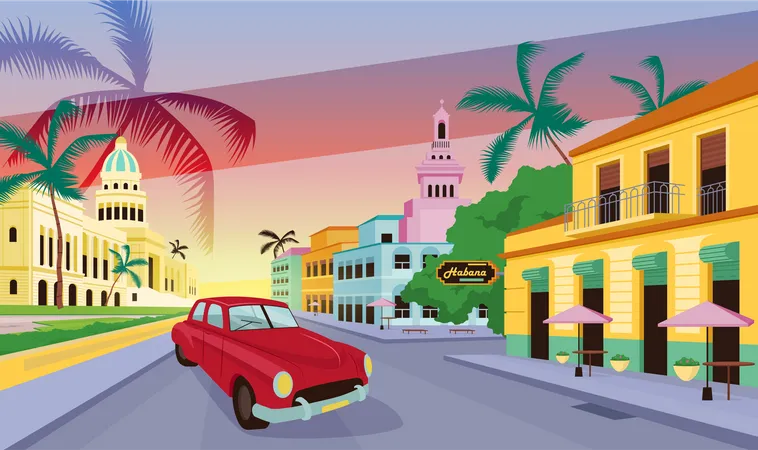 Paysage de La Havane  Illustration