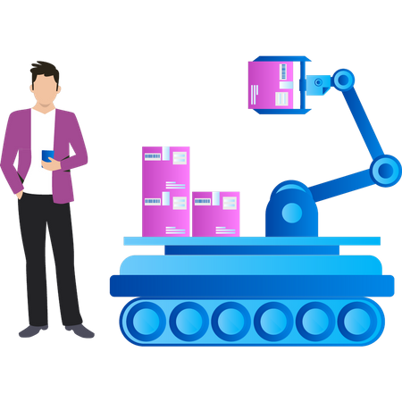 La machine récupère les colis  Illustration