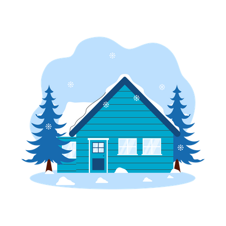 La maison est recouverte de neige  Illustration