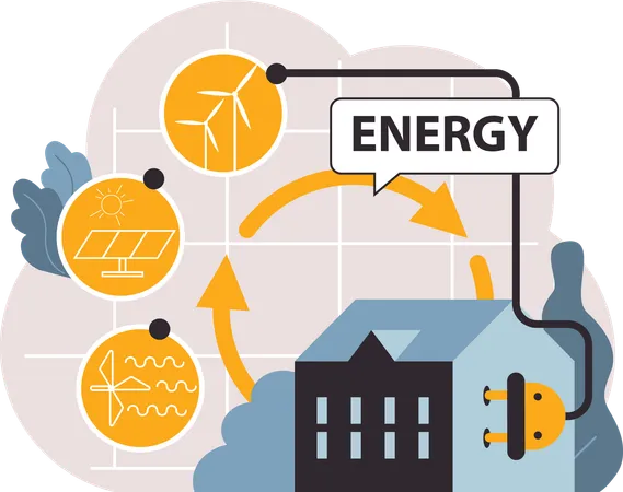 La maison intelligente utilise de l'énergie verte  Illustration