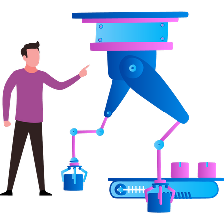 La máquina está recogiendo paquetes.  Illustration