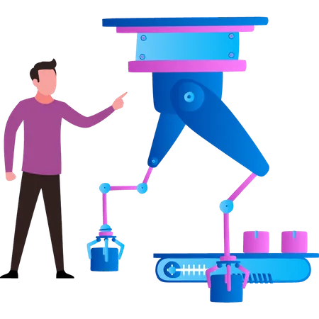 La máquina está recogiendo paquetes.  Illustration