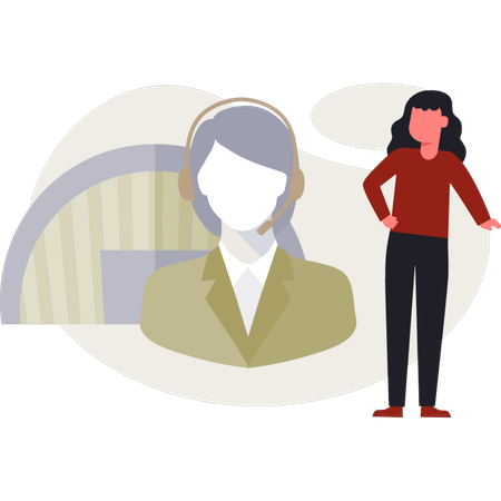 La mujer es contacto con el candidato.  Illustration