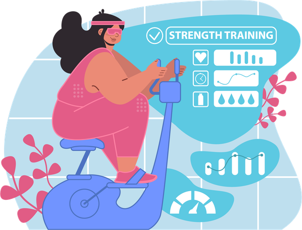 La mujer está haciendo fuerza taring  Ilustración