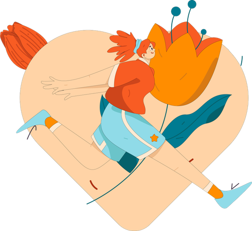 La mujer se siente muy romántica  Illustration