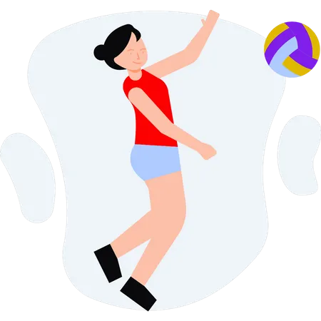 La niña está jugando voleibol.  Ilustración