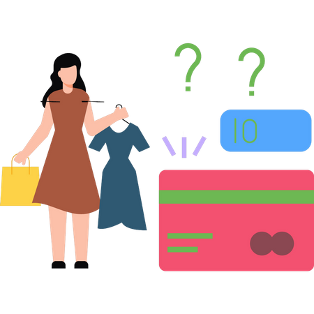 La chica tiene ropa o bolsas de compras.  Illustration