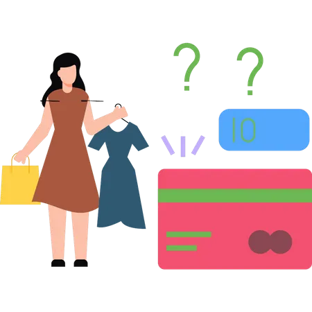 La chica tiene ropa o bolsas de compras.  Illustration