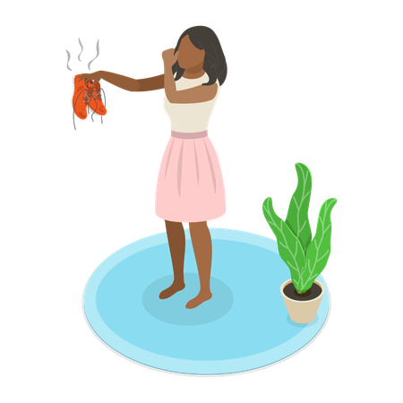 La niña tiene un problema de sudoración excesiva  Illustration