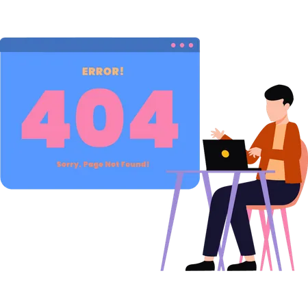 La page Web de l'homme contient une erreur 404  Illustration