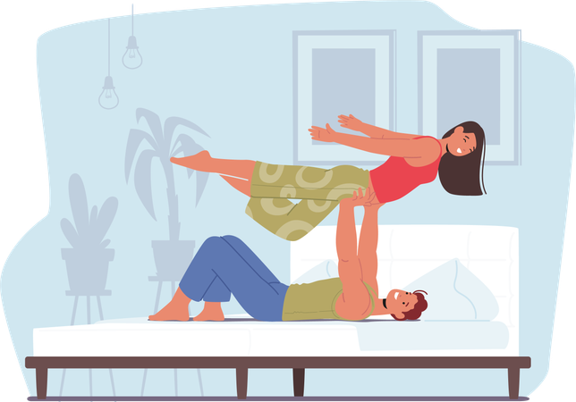 La pareja es buena haciendo equilibrio corporal.  Ilustración