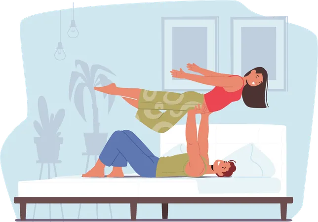 La pareja es buena haciendo equilibrio corporal.  Ilustración