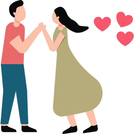 La pareja está teniendo un romance.  Ilustración