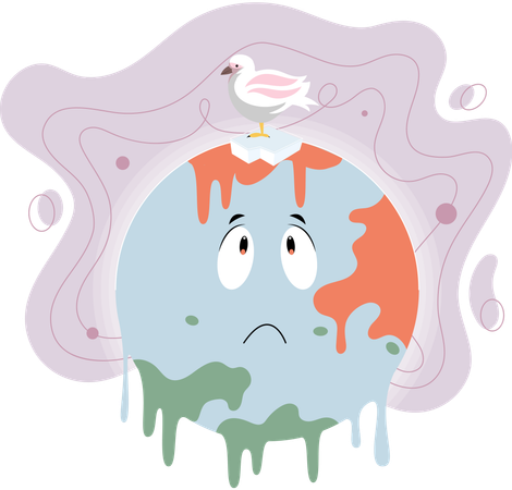 La planète Terre fond et meurt à cause du réchauffement climatique  Illustration