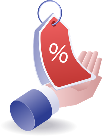 La promoción de descuento de ventas está a la mano  Ilustración