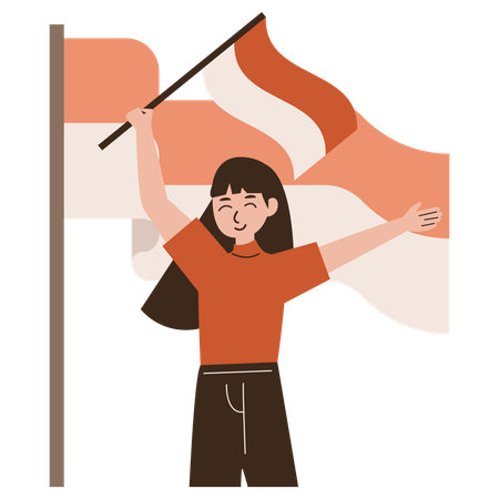 La ragazza celebra l'indipendenza indonesiana  Illustration