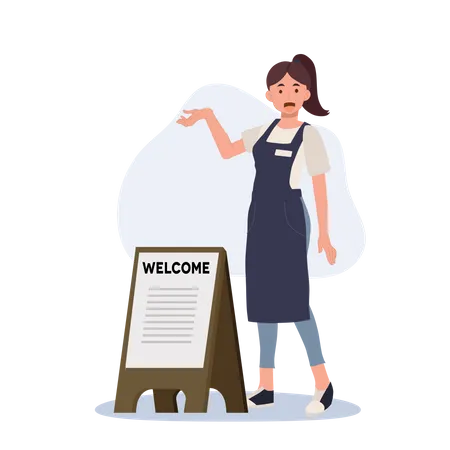 La serveuse invite le client  Illustration