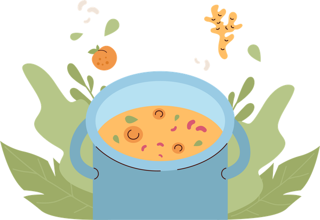 La soupe aux légumes est préparée  Illustration