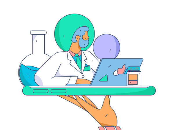 Lab assistant doing research  Illustration