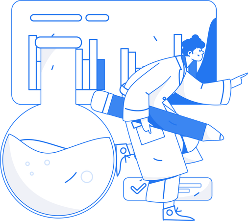 Lab assistant performs lab experiment  Illustration